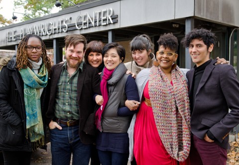 2017-18 playwriting fellows outside of the Playwrights' Center
